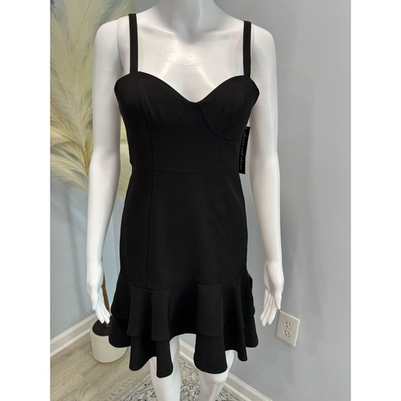 Clover & Sloane Black Fit & Flare Mini Dress Spaghetti Strap Women's Small NWT - Picture 4 of 12